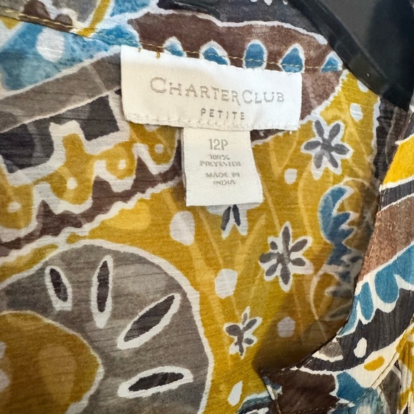 Charter Club Paisley Print Blouse 3/4 Sleeve Top Women’s Size 12P - Picture 2 of 7